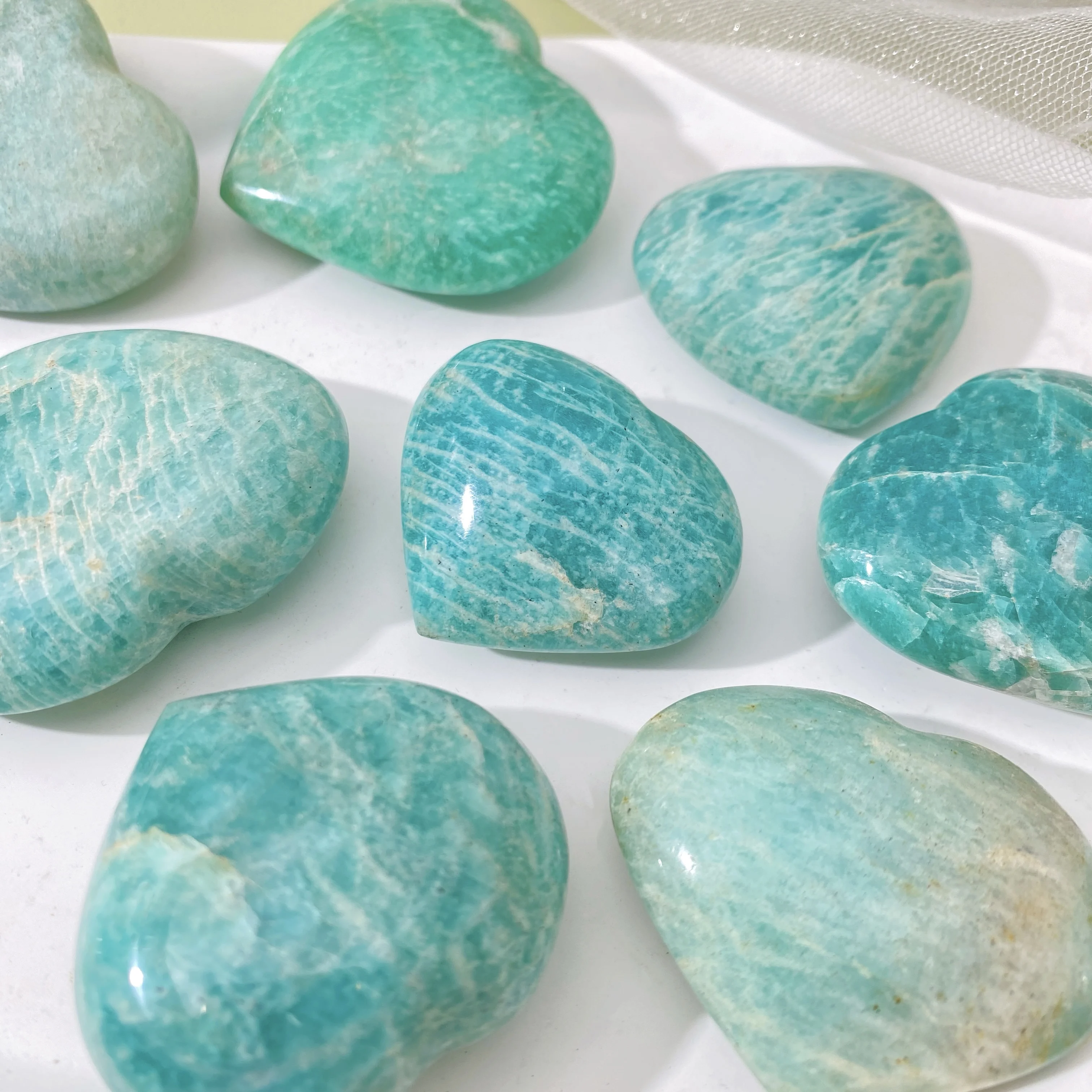 1Pc Exquisite Amazonite Heart Carving, Natural Crystal Ornament, Perfect Gift For Family And Friends, Home Decoration, DIY Idea
