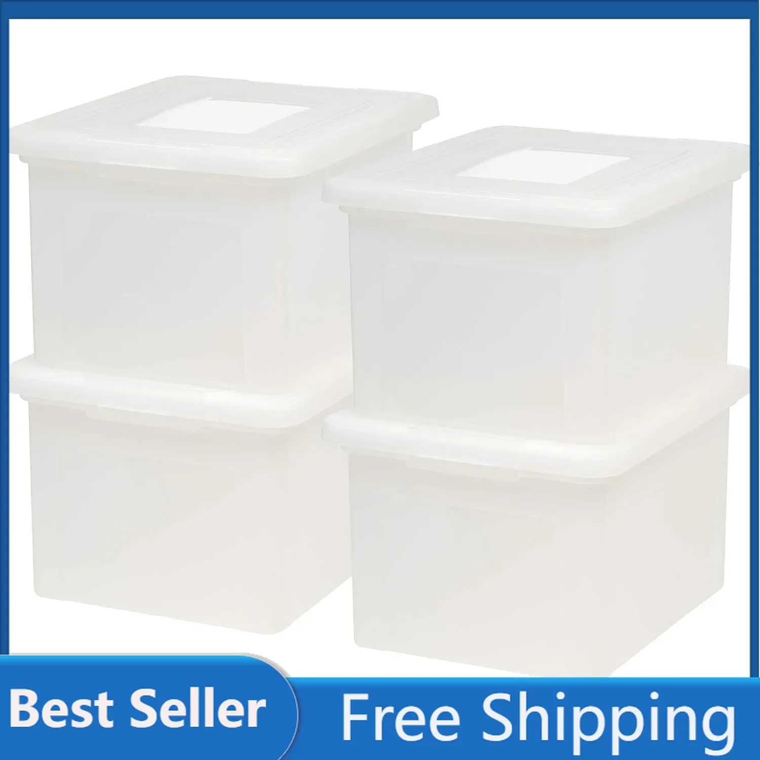 IRIS USA 4 Pack Letter/Legal File Box BPA-Free Plastic Storage Bin Tote Organizer with Durable and Secure Latching Lid Stackable