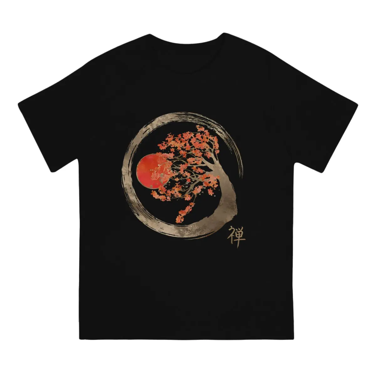 Zen Enso Circle And Golden Sakura Tree Enso Circle And Bonsai  Men T Shirt Cotton Alternative O-Neck TShirt Harajuku Tops