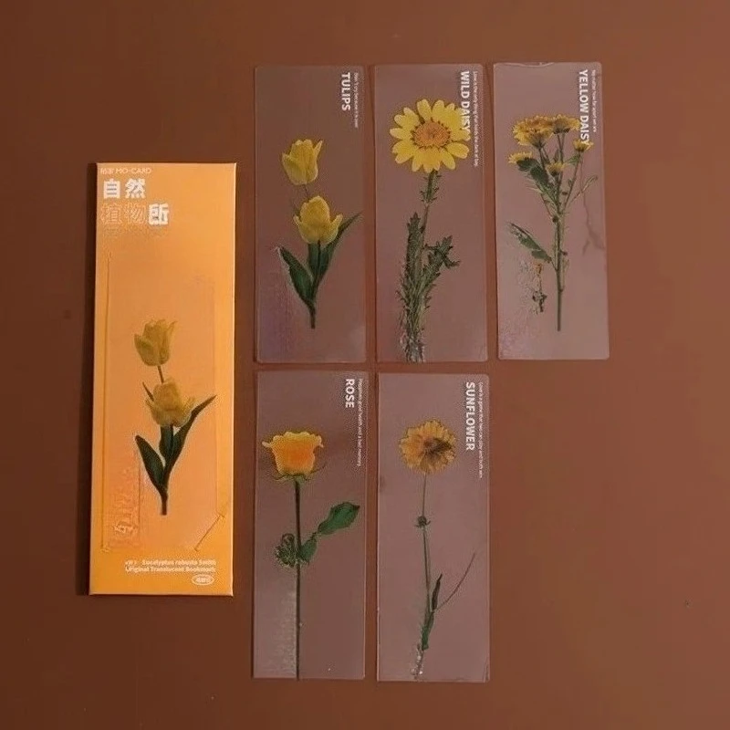 Retro Flower Leaves Series Bookmarks for Books Transparent Book Mark Page Marker Stationery Bookmarks For Books