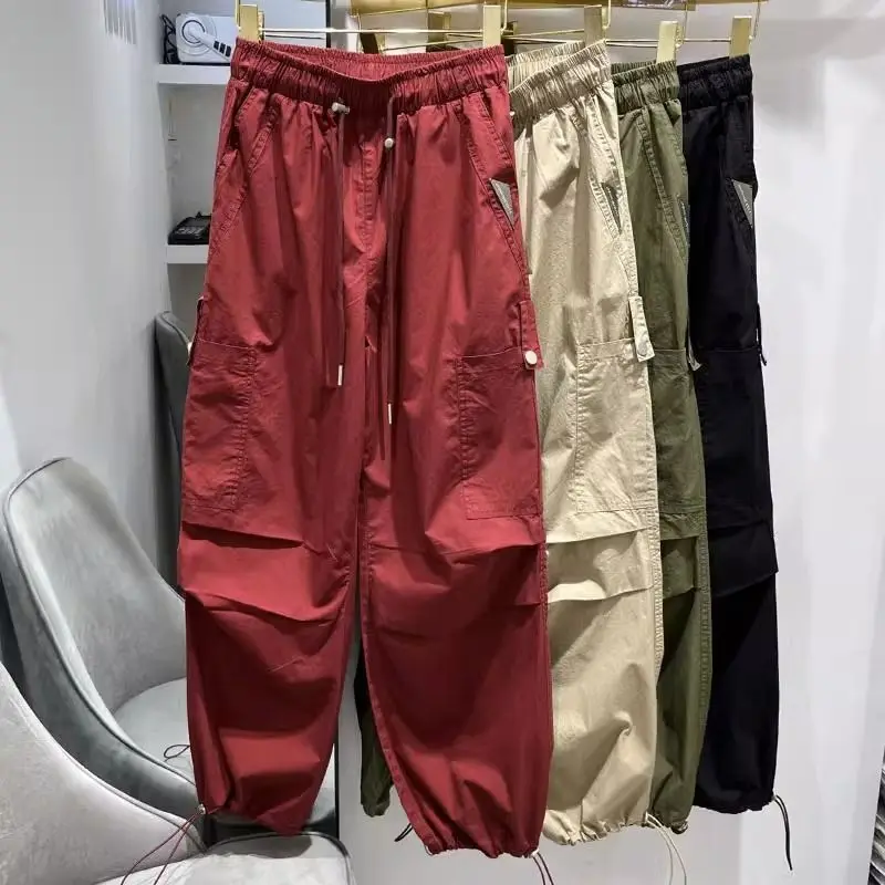 

Широкие повседневные брюки унисекс больших размеров, летние, тонкие, с эластичным поясом, в стиле ретро, для отдыха и работы