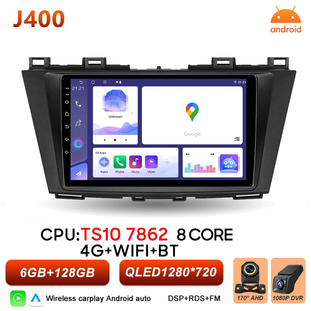 2Din Android 16 Auto autoradio voor Mazda 5 CW 2010 2011 2012 2013 2014 2015 Carplay Navigatie Video Multimedia Speler DSP Stereo