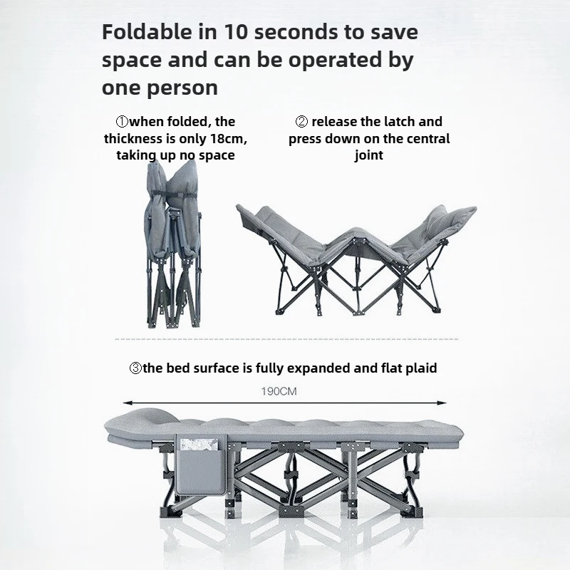 

Premium fold-out outdoor bed with luxury memory foam mattress, perfect for guest camping beds