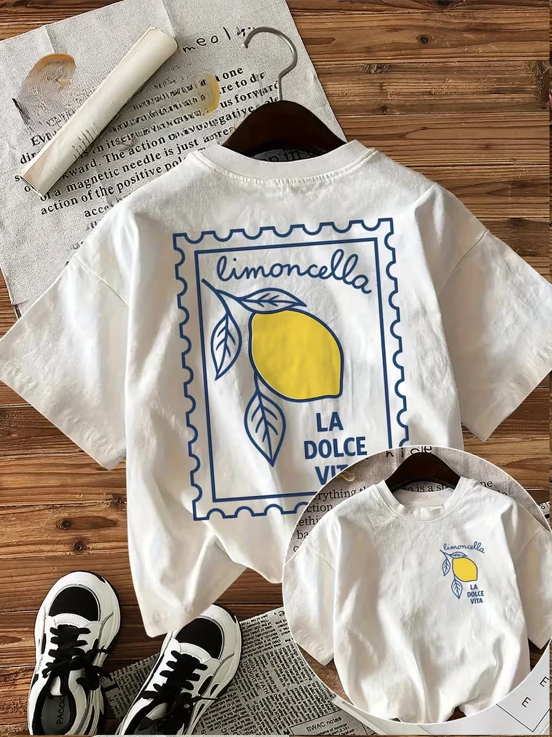 Limoncella Lemon Stamp Print Casual Tops 100 % Baumwolle Herren-T-Shirt Sommer Leichte Streetwear Bequeme Alltagshemden