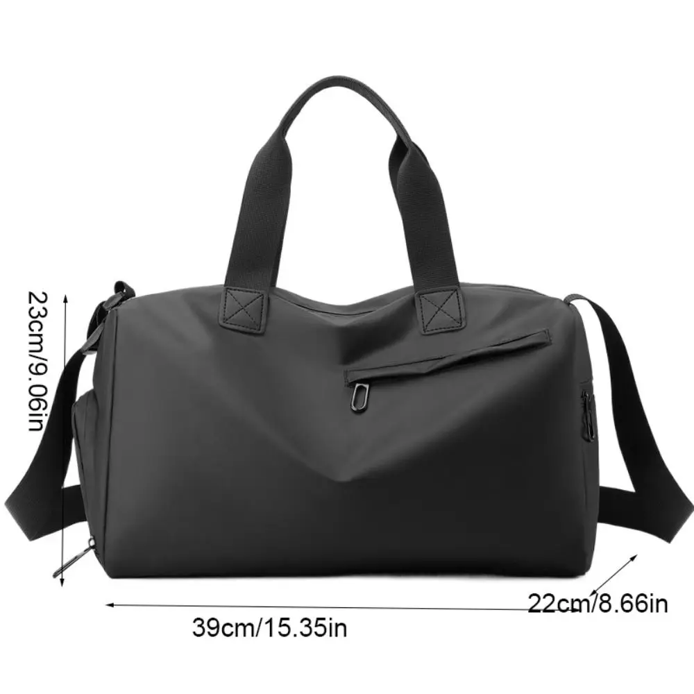 Solid Color Sports Training Bag with Shoe Compartment Zipper Pillow Shape Luggage Bag Large Capacity Dry Wet Separation