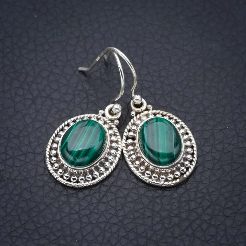 

StarGems Malachite Handmade 925 Sterling Silver Earrings 1.25" F5633