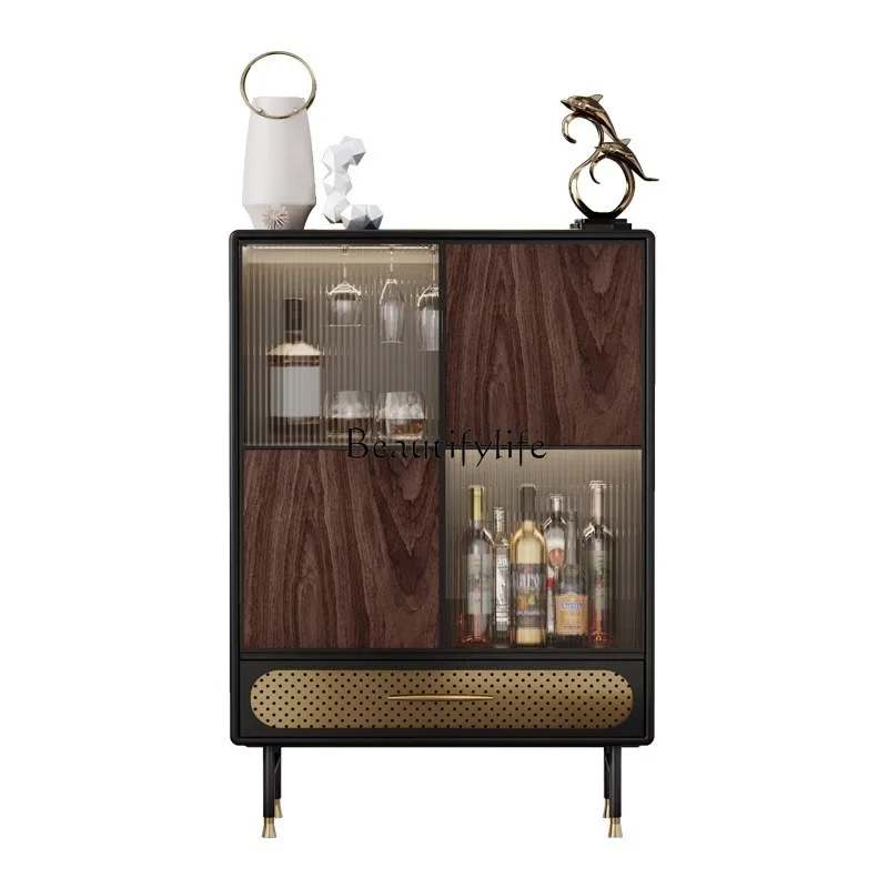 

*Italian light luxury solid wood display cabinet, living room wall display glass decorative cabinet
