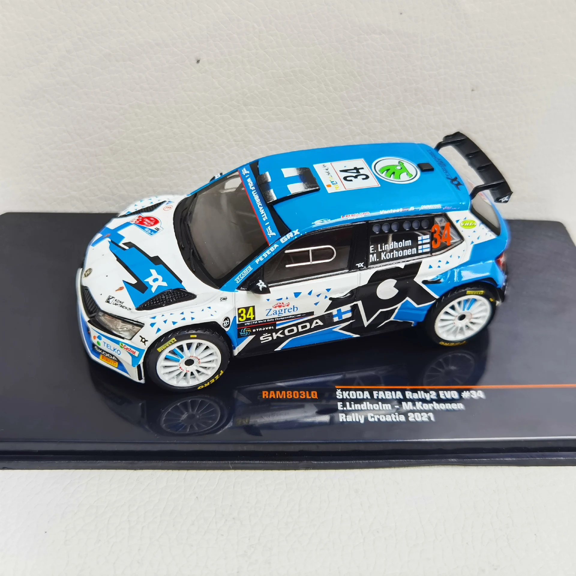 Diecast IXO 1/43 Scale SKODA FABIA EVO #34 2021 Rally Alloy Car Model Collectible Toy Gift Souvenir Display Ornament