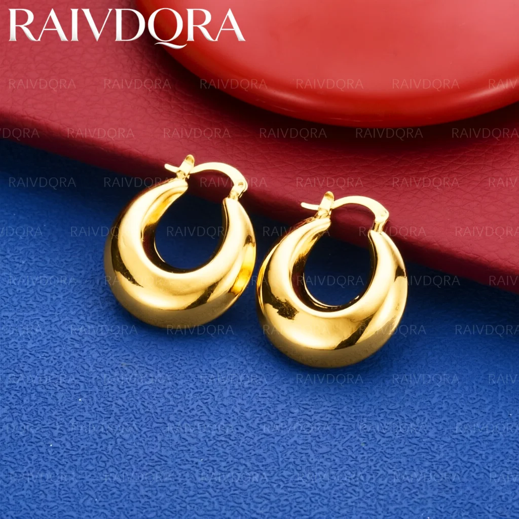 18K Gold Plated Round Ear Clip Earrings For Women Creativity Gifts Jewelry Street All-match Fashion Party