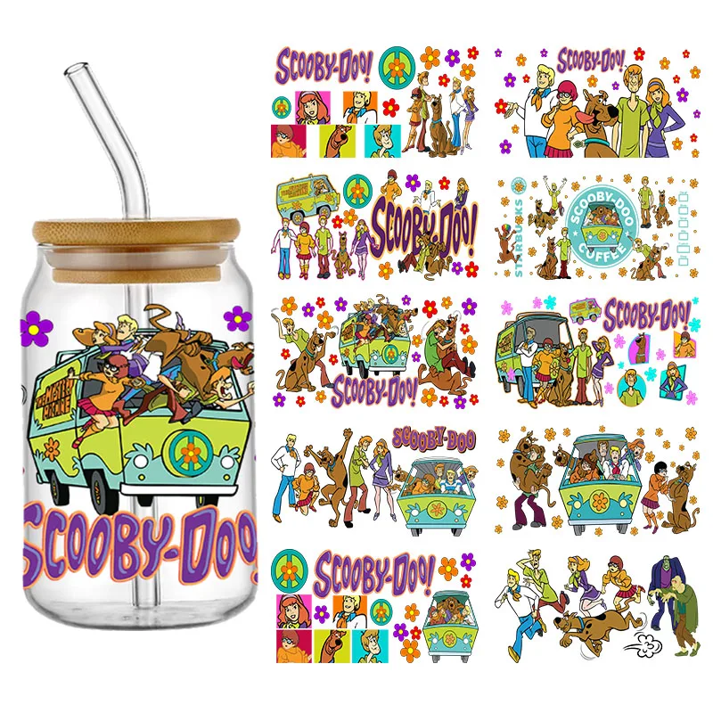 Cartoon Scooby UV DTF 16oz Cup Wrap Libbey Glass Plastic Can Wraps Selfadhesive Sticker Cup Wrap Transfer Mug Stickers