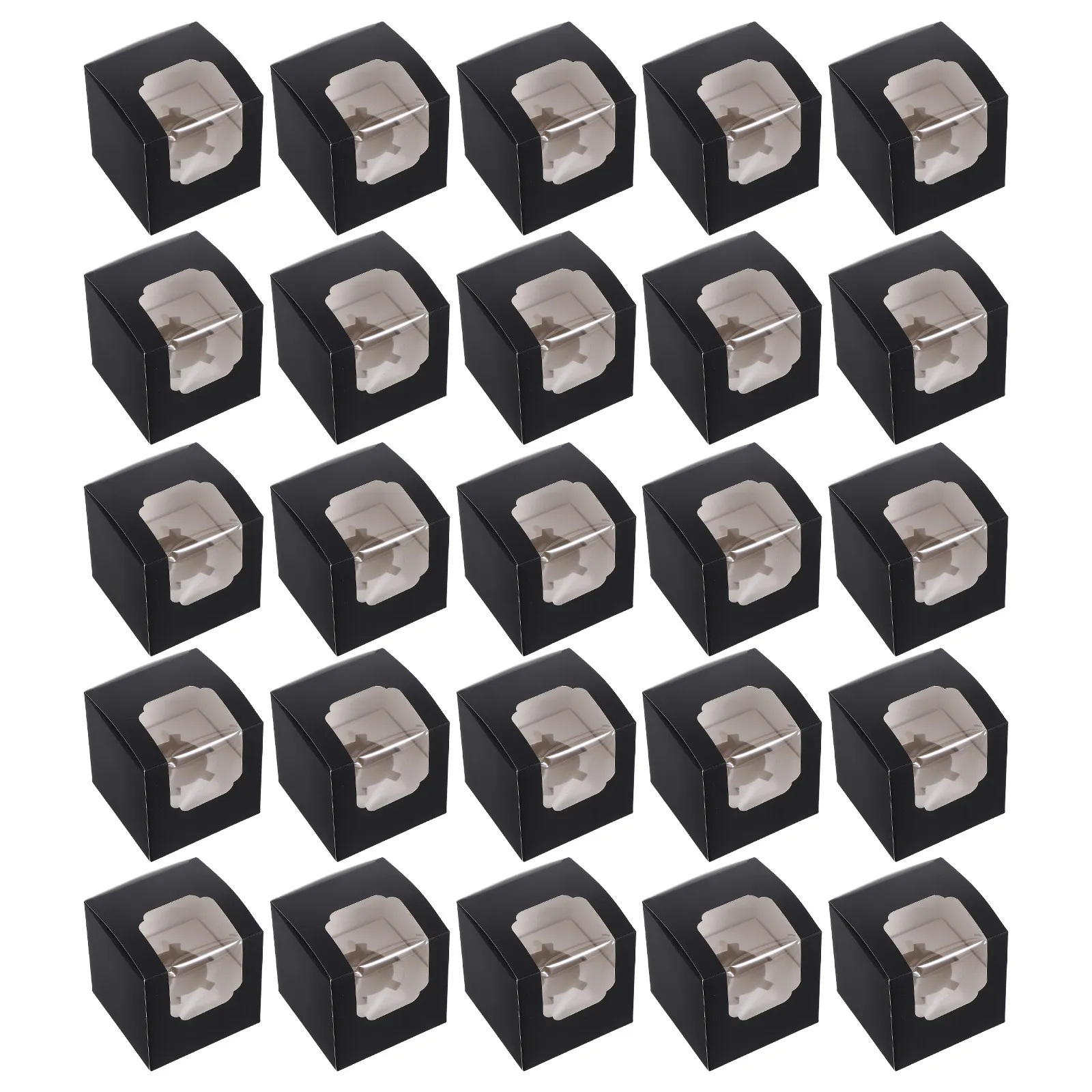 

25 шт. коробок для выпечки и кондитерских изделий, индивидуальные упаковки для капкейков с окошком для брауни, маффинов, десертов, для еды на вынос, вечеринок и мероприятий