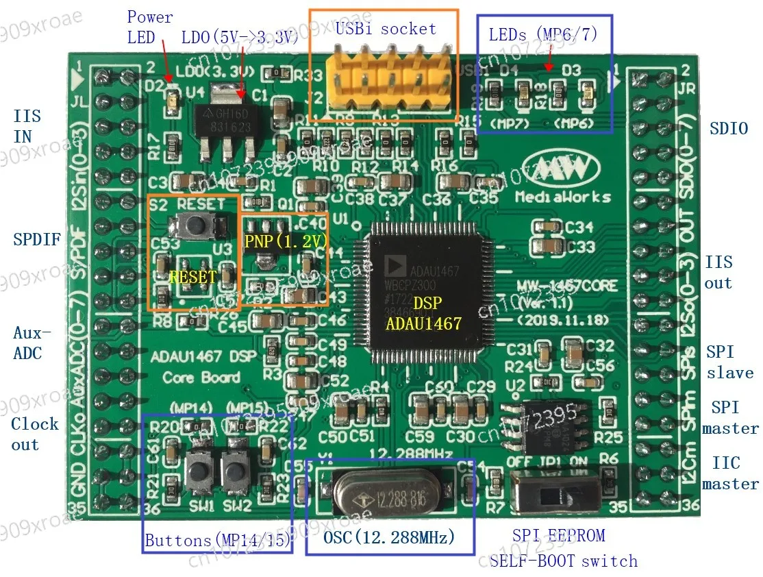 8 in 8 Out Adau1467 Development Board Adau1463 Core Board