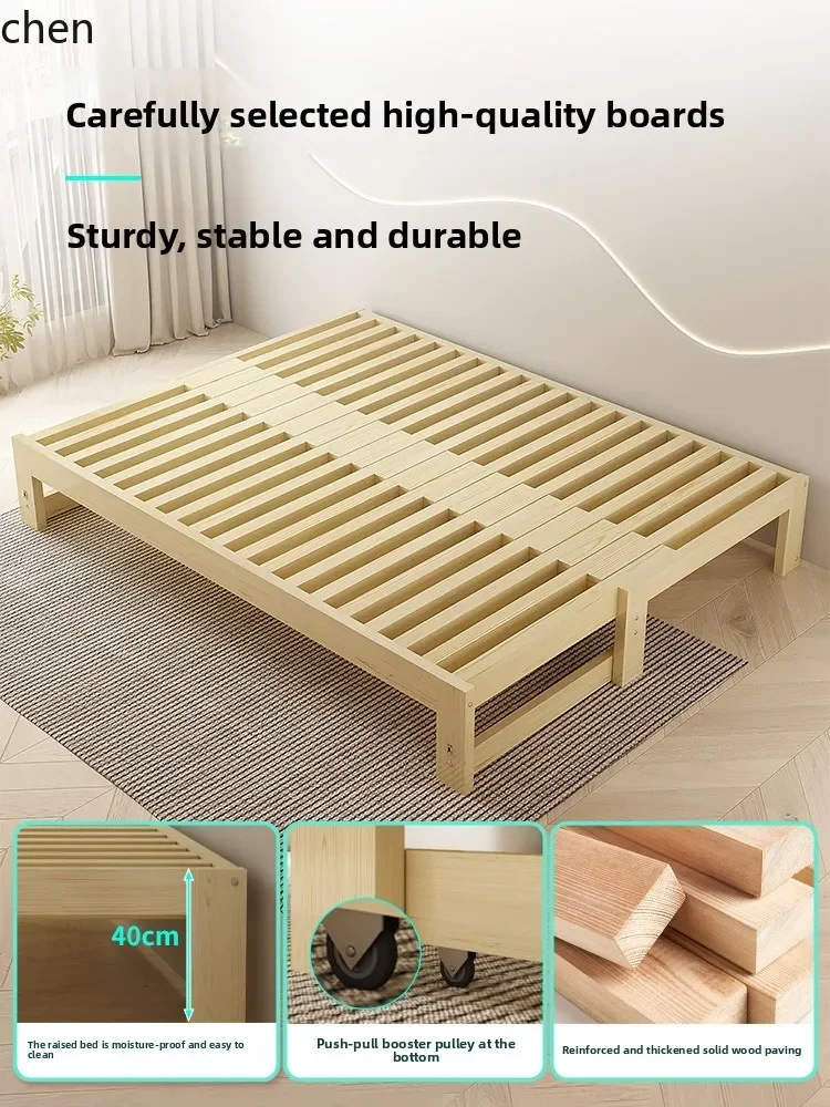 TQH7.2 Folding Sofa Bed Solid Wood Tatami Single Simple Pull-out Sliding Extendable Bed