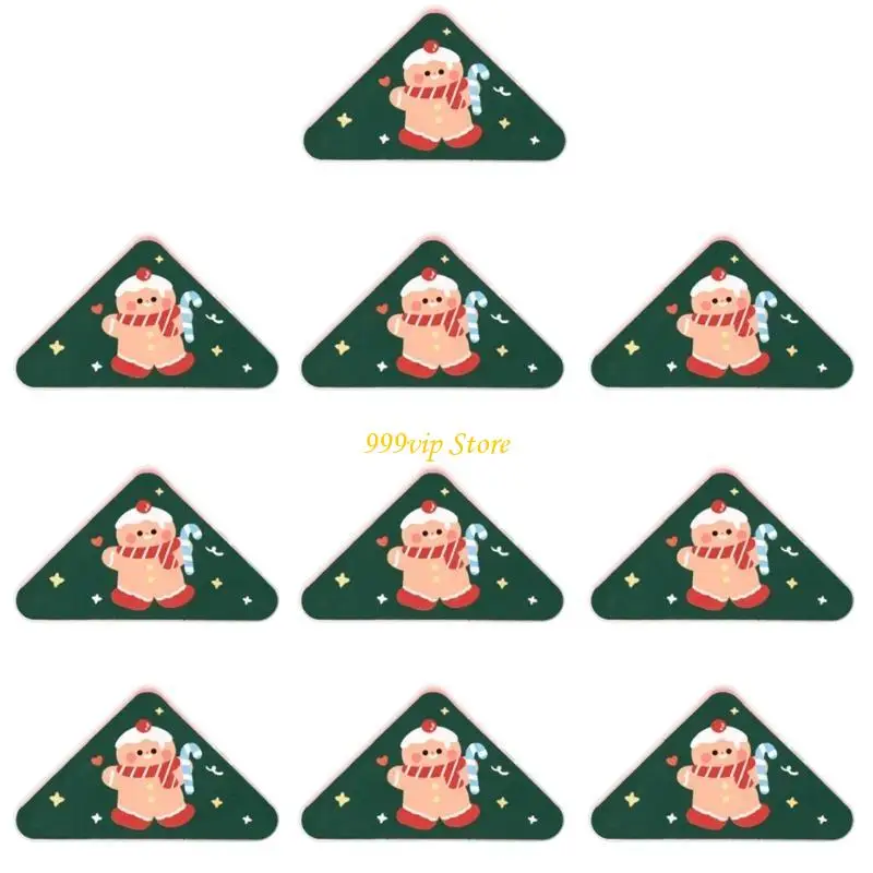 C90C 10Pcs Christmas Corner Paper Clips Triangular Book Page Corner Clips for Student