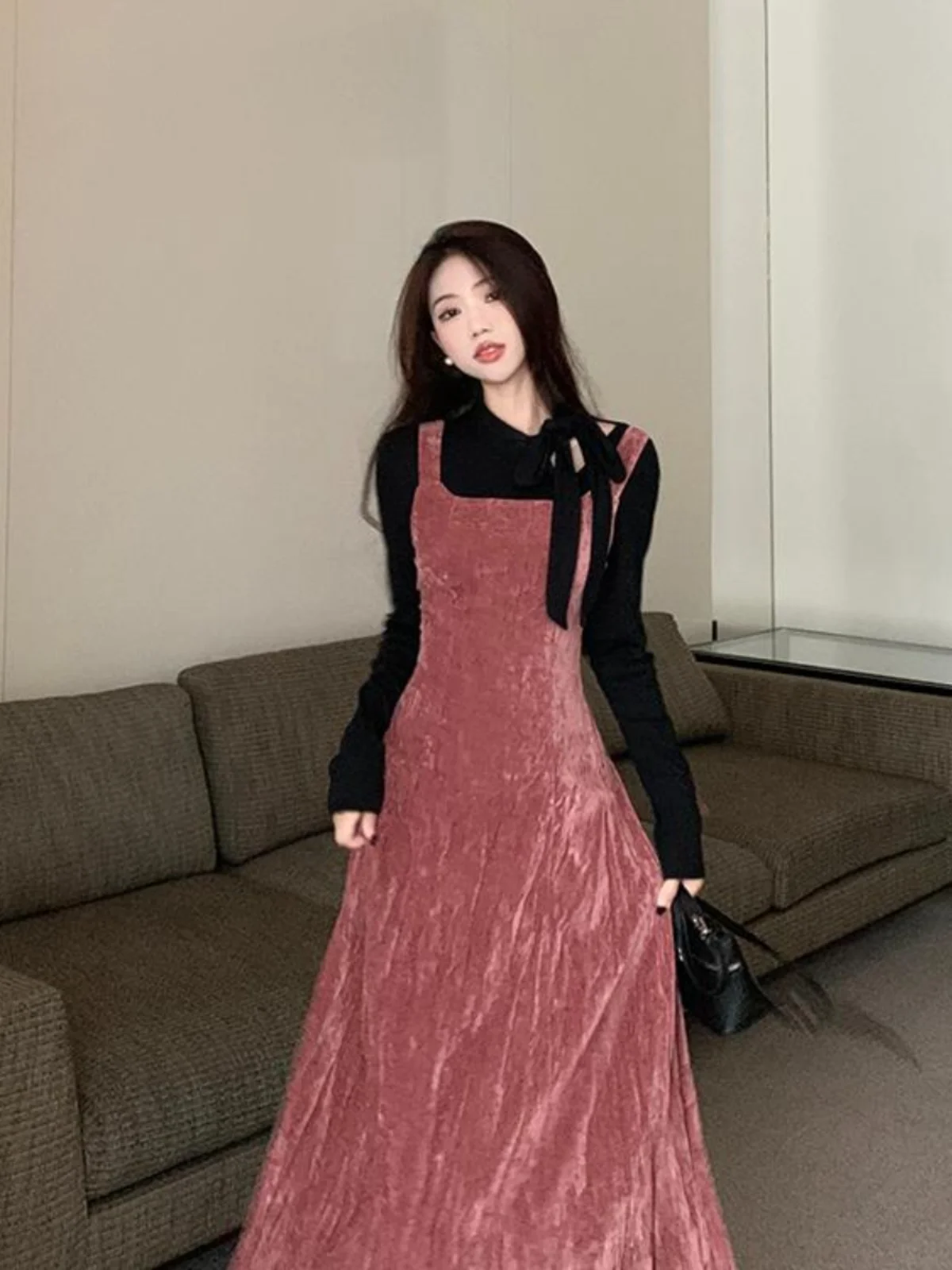 Conjunto de Dos Piezas de Falda Midi de Cintura Alta y Línea A para Mujer, Estilo Delgado y Moderno, de Poliéster, Informal, para Primavera y Otoño