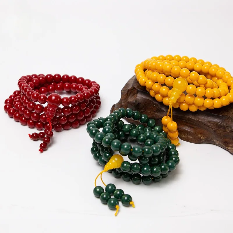 

Red Prayer Beads108Buddha Bead Necklace Handheld Shared Practice Bead String Tibetan Style Five Bright Schools Academy Glass Bra