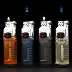 Magic Blue Flame Grinding Wheel Lighter Metal Butane Gas Flint Lighter Cigarette Lighters Smoking Accessories Gadgets For Men