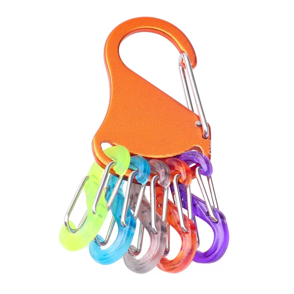 HDIRXG Aluminiumlegering Chem Light Holders Karabijnhaak Clip Met 6 S-Biners Glow Sticks Sleutelopberggesp voor Buiten Kamperen