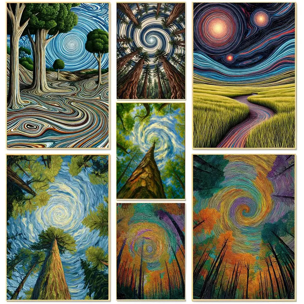Swirling Expressive Van Gogh Swirl Impasto Style Poster Living Room Bedroom Decorative Print Unframed Decor