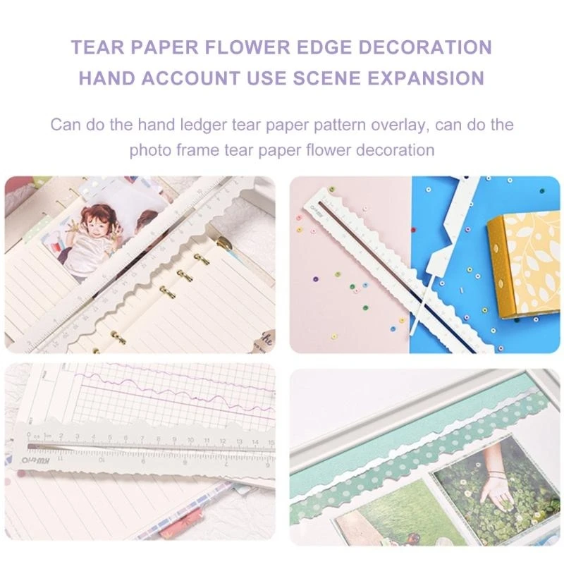 Y2GD Metal Paper Tearing Ruler Craft Ruler Waving Line Jagged Irregular Edges Ruler