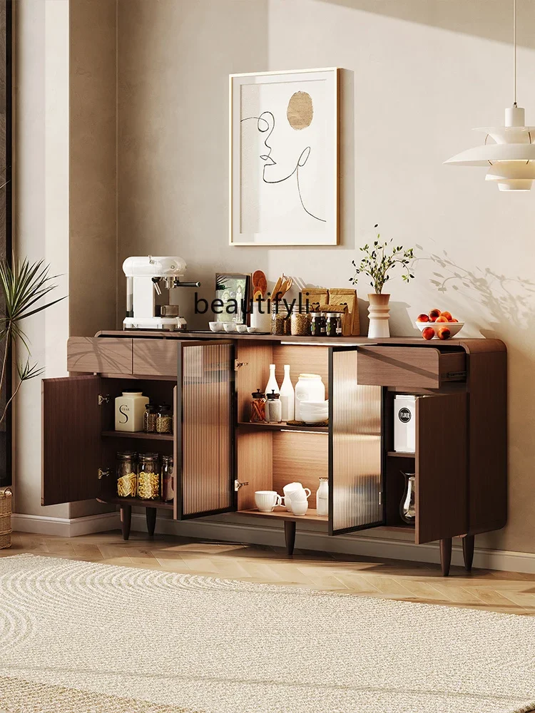 A15 Szafka kredensowa z litego drewna Zintegrowana ściana Wąska nowoczesna prosta salon Domowa szafka na wino Ultra cienka szafka