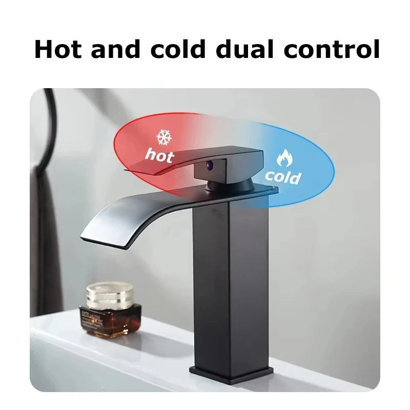 Copper core waterfall stainless steel basin faucet for bathroom, kitchen, sink, hot and cold dual control faucet image 5