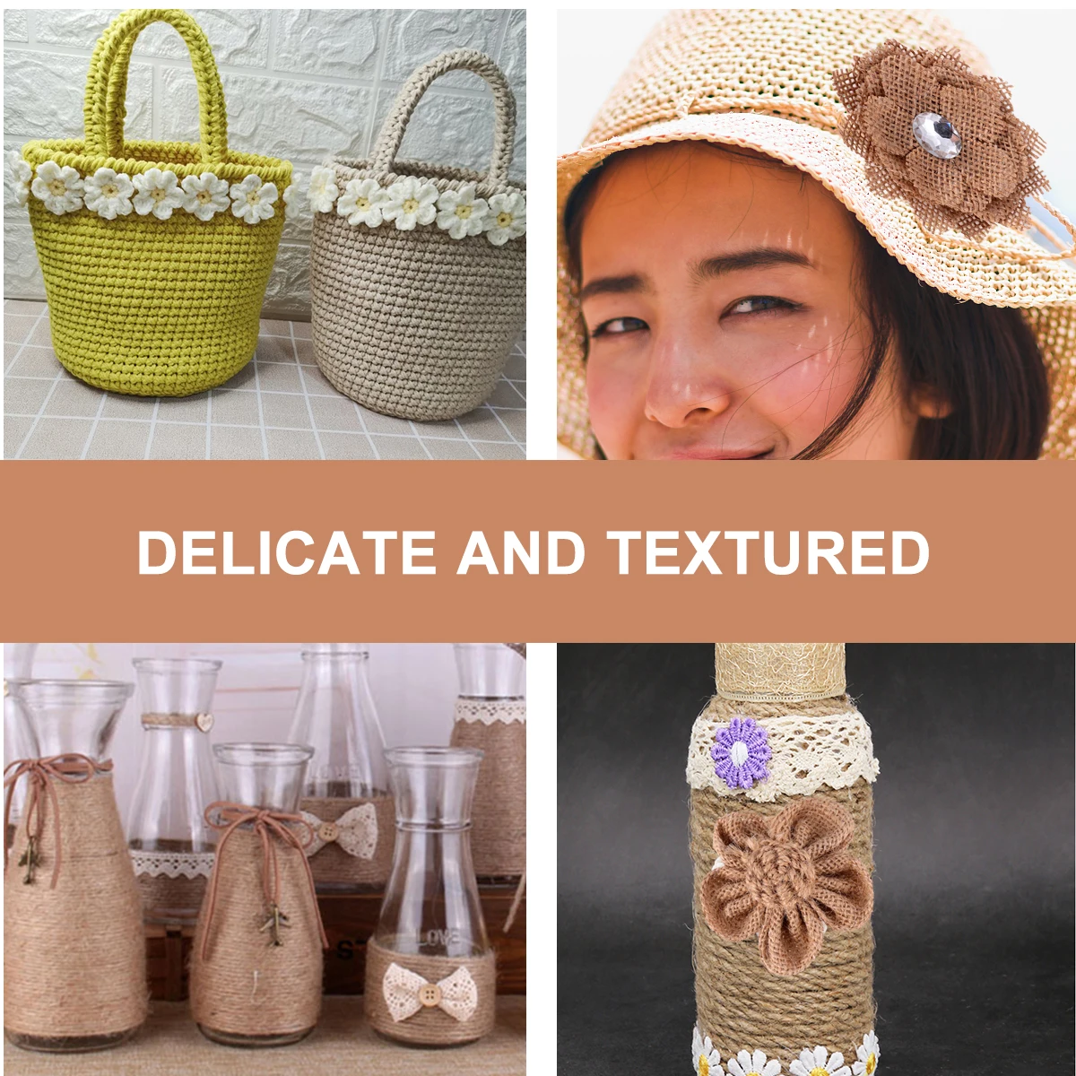

9pcs Burlap Flower Decor Vintage Elegant DIY Linen Wedding Party Jute Decoration Natural Environmental Protection