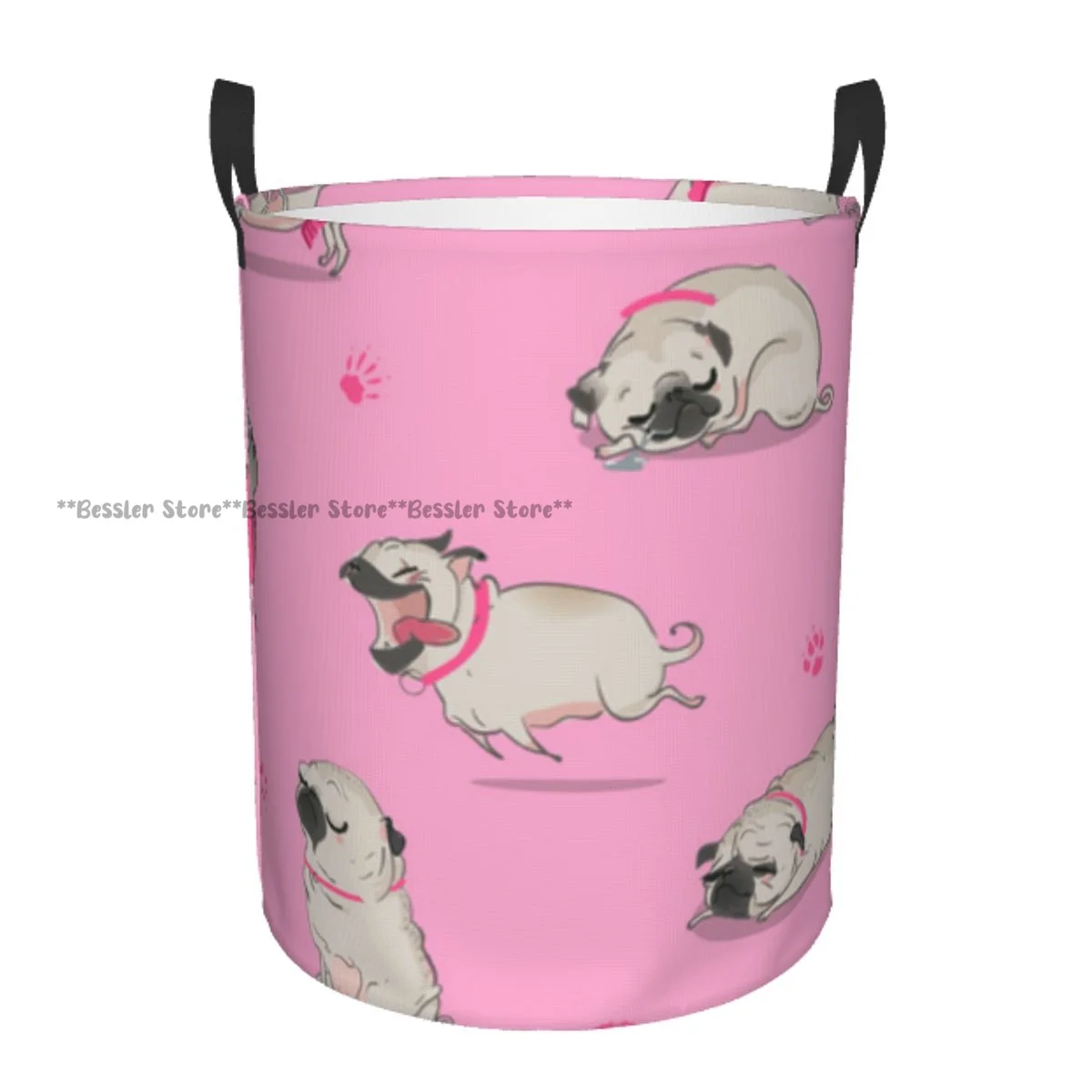 

Cute Cartoon Pug Dogs Laundry Basket Folding Dirty Clothes Toys Storage Bucket Household