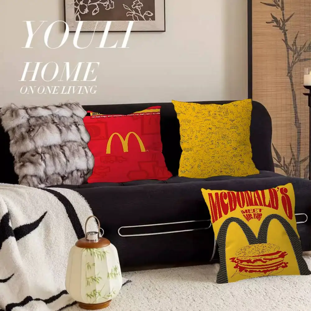 M Famous LOGO M-McDonaldes Decorative Room Aesthetics Pillow Case Home Decor Bedroom Sofa Bed Couch Pillow Cover 45x45