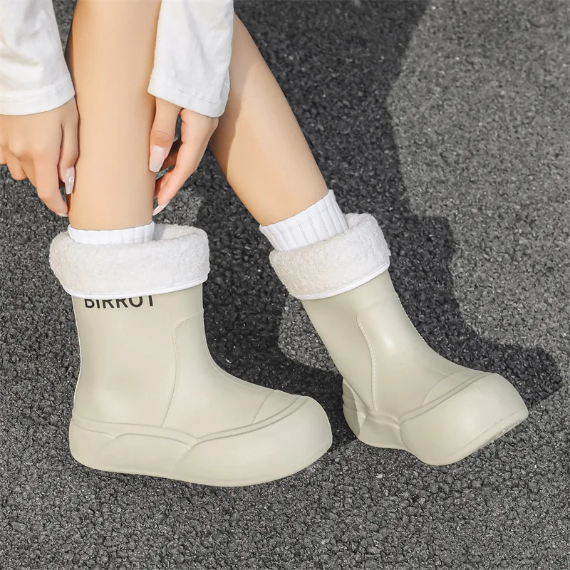 Thick-soled Rain Boots Women Soft-soled Autumn and Winter Fashionable Outer Water Shoes Non-slip Waterproof Shopping Rubber Shoe