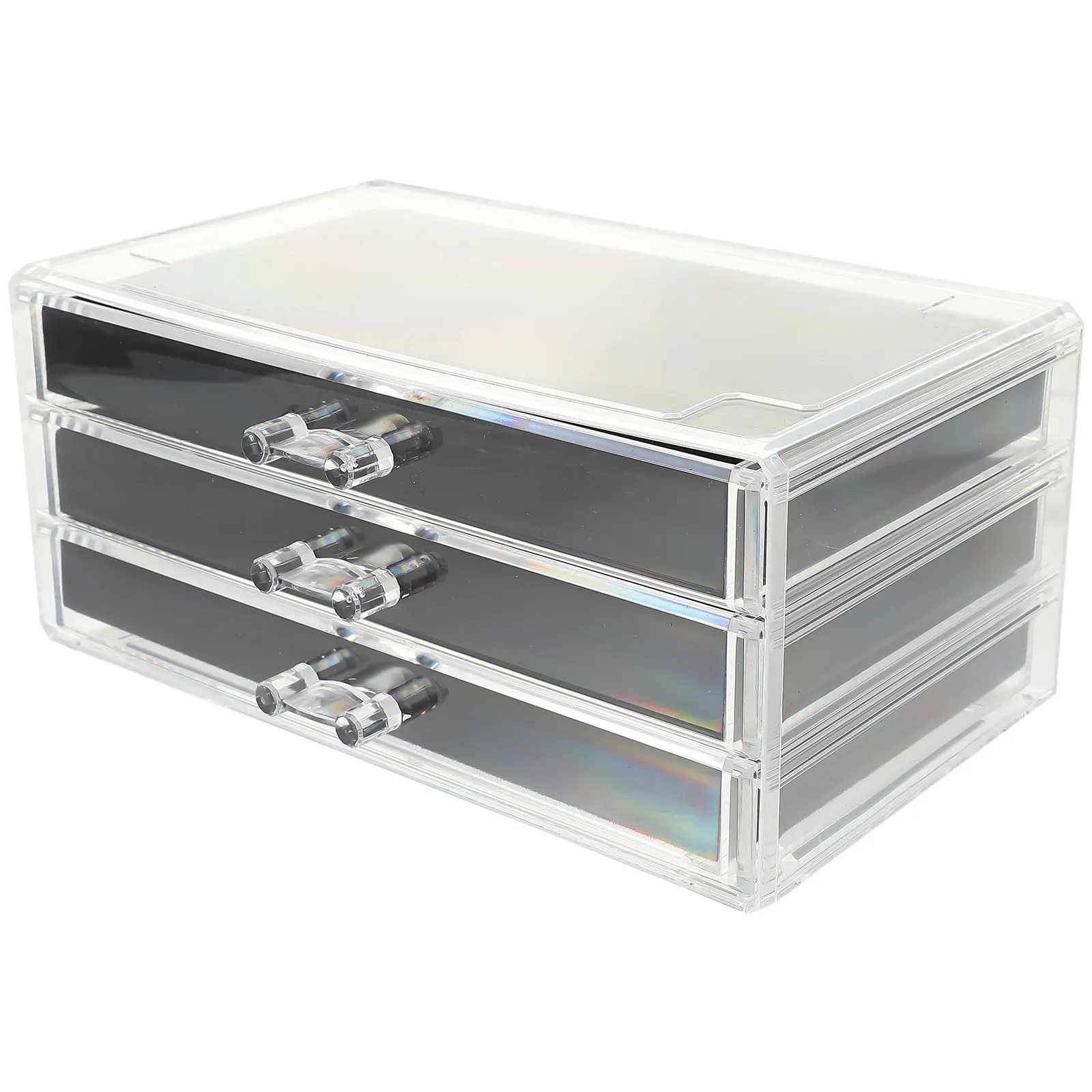 

Трехслойная акриловая коробка для хранения украшений, портативный органайзер для ожерелий и колец, контейнер для ювелирных изделий, органайзер для косметики, настольный органайзер для хранения