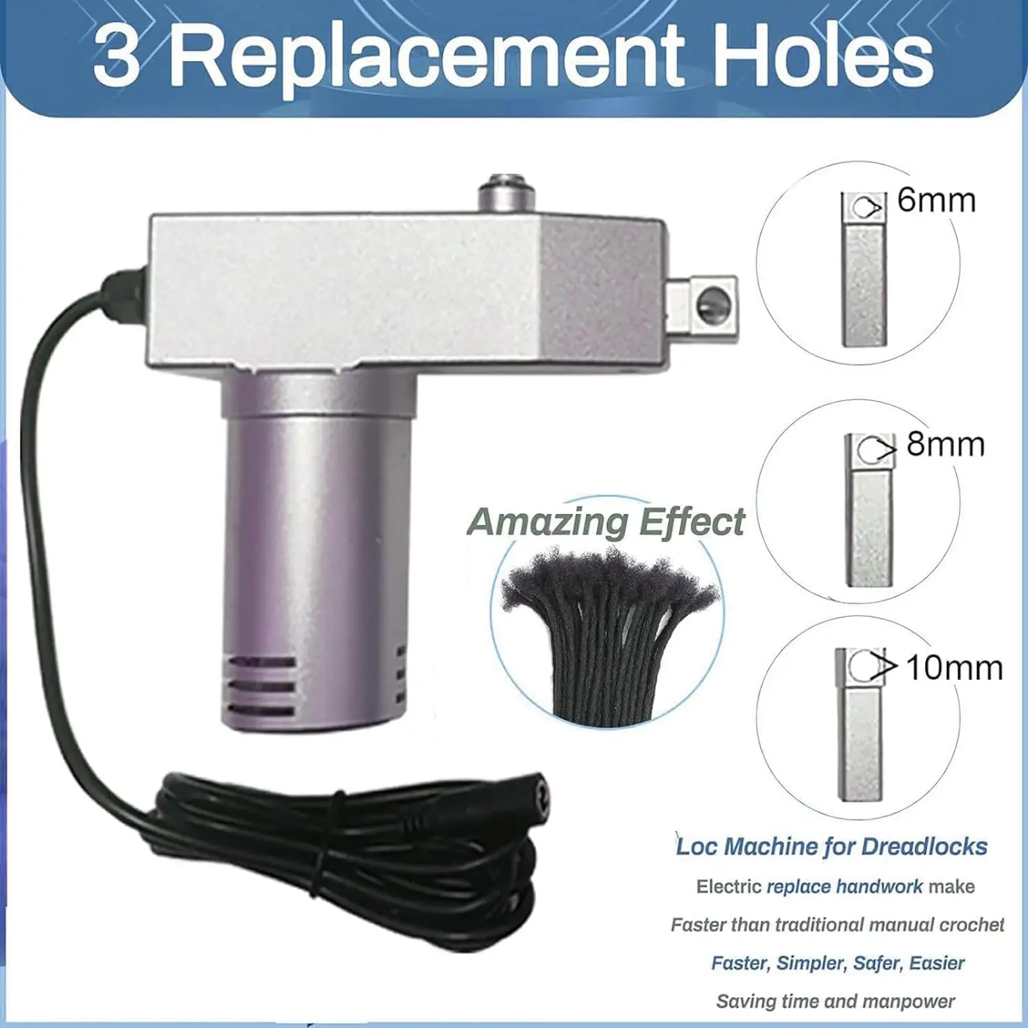 Машина для изготовления дредов, машина для плетения кос, 6 головок, электрическая ручная машина для дредов для наращивания волос своими руками, создание дредов