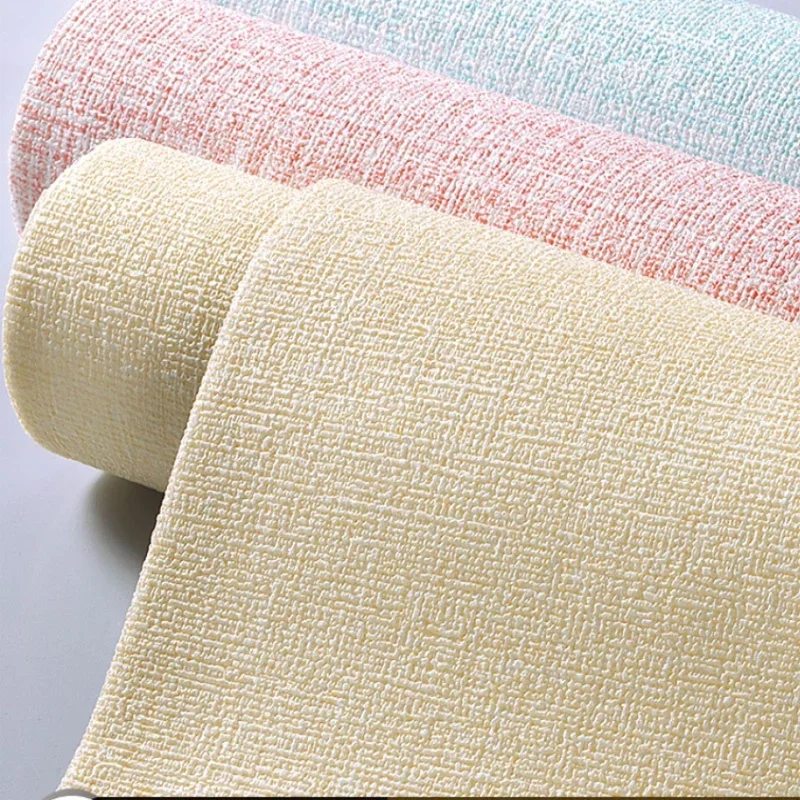 Colorful 3D Linen Wallpaper Self Adhesive Foam Wall Panel Thickened Waterproof Sticker for Living Room Bedroom Home Renovation