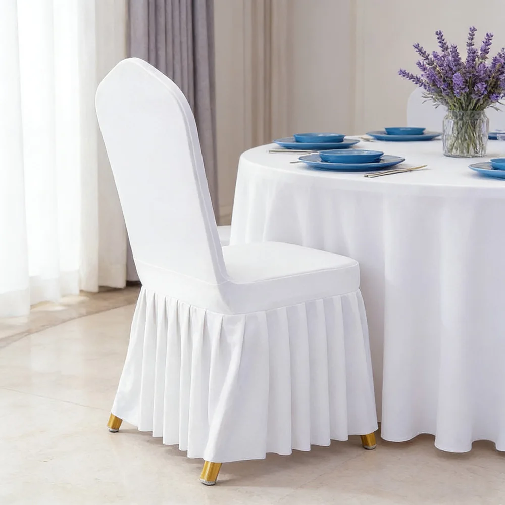1/6/8/10/50/100 Pcs Stretch Spandex Plain Chair Cover Skirt Cloth For Hotel Banquet Wedding Party Event Dining Seat Decoration