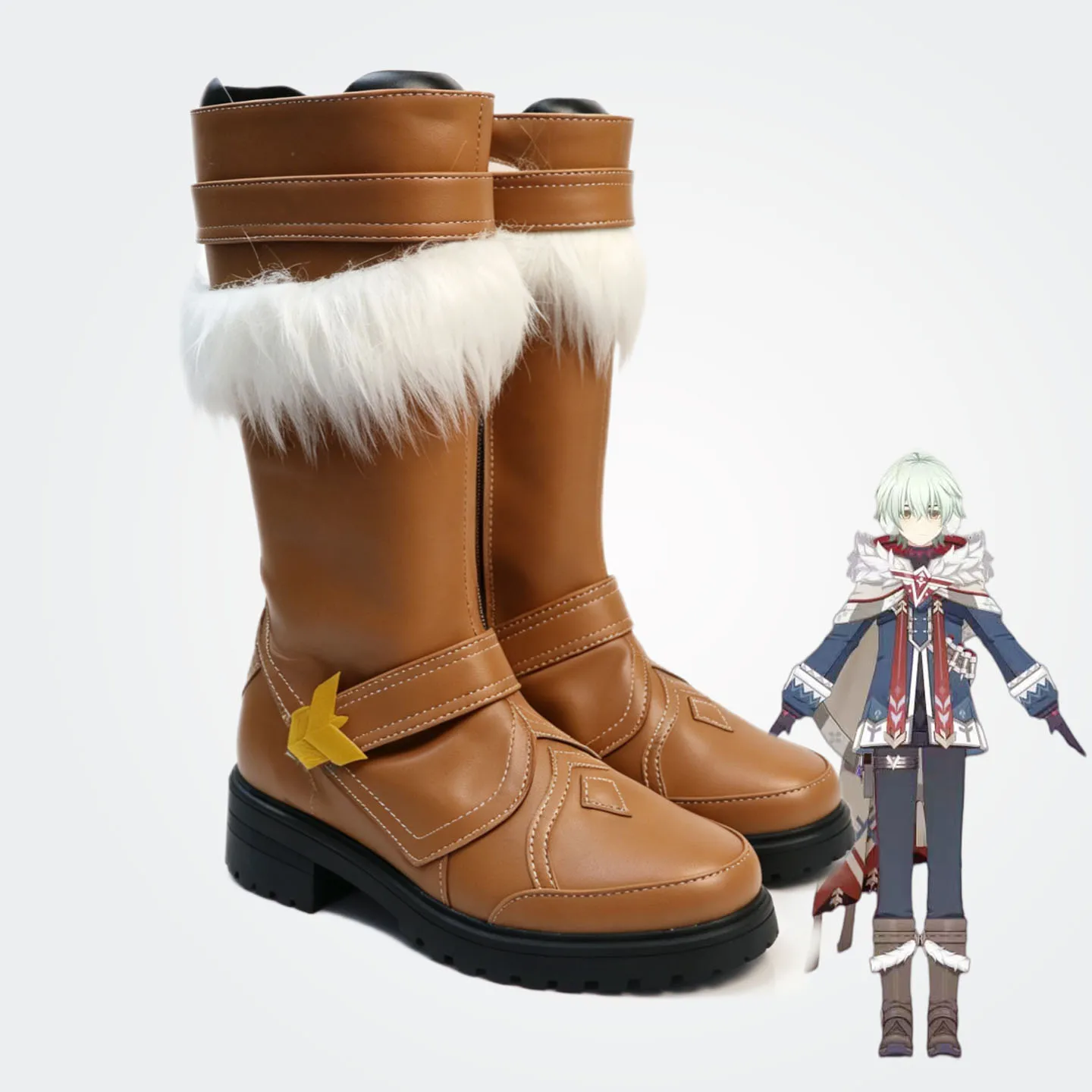 Genshin Impact Alyosha Cosplay Boots Brown Shoes Custom Made Any Size