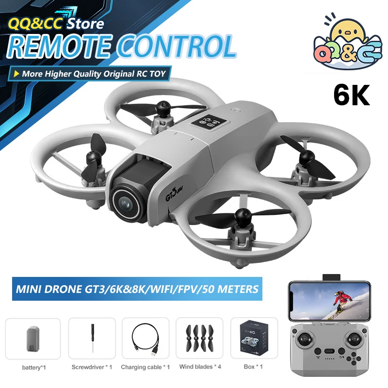 8K 6K Dron GT3 Mini Drone Wifi Fpv Drones Rc Quadcopter with Camera Hd Optical Flow Obstacle Avoidance Airplane Children Toys