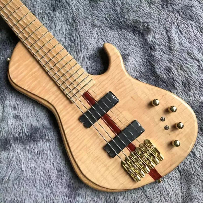 Wood 6 Strings Bass Electric Bass 940mm Scale Lengthen