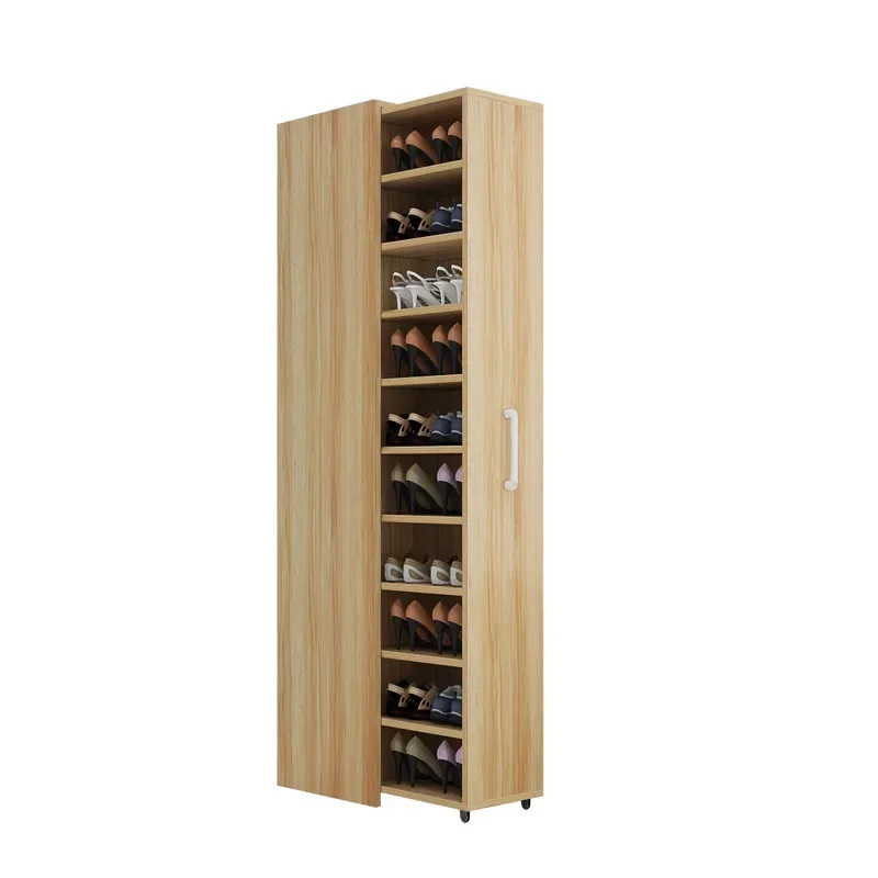 

Push-pull dustproof shoe cabinet for household doorstep, large capacity with wheels, side pull shoe rack, storage drawer