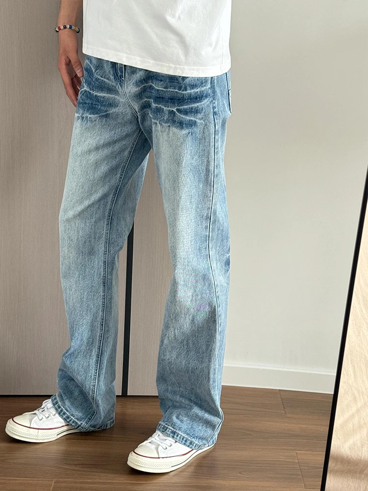 

Мужские джинсы Cleanfit, светло-голубые мужские джинсы с молниями, прямые свободные износостойкие летние джинсы в американском стиле High Street Vibe