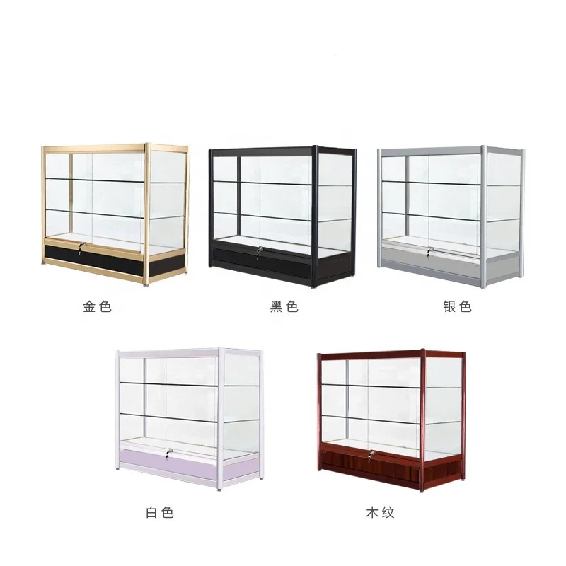 

Custom. cheap aluminium frame tempered glass shop display cabinet lockable small display showcase with LED light
