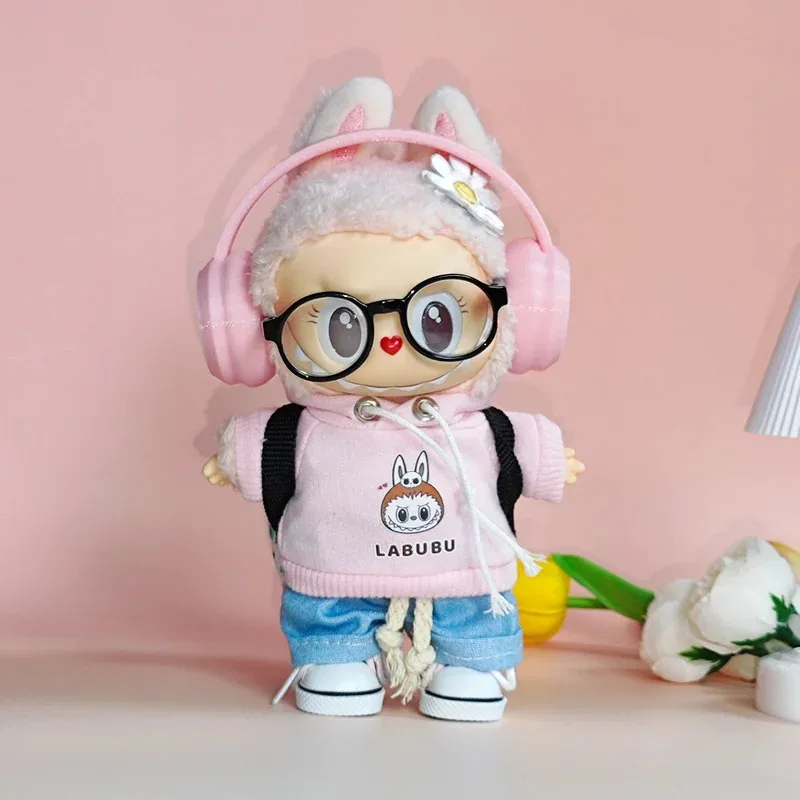 

【Outfit Only】17cm Labubu Vinyl Keychain Outfit - Printed Hoodie Set with Accessories (Kawaii Style)
