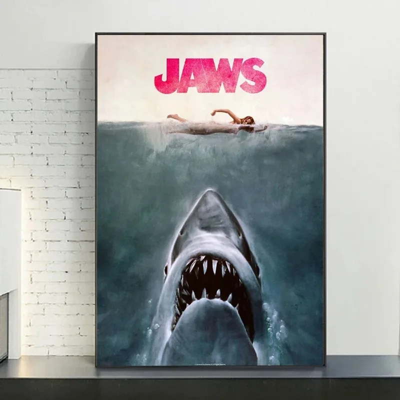 Classic Movie jaws Posters Canvas Painting Shark Decorative Wall Art For Room Bar Cafe Home Decoration