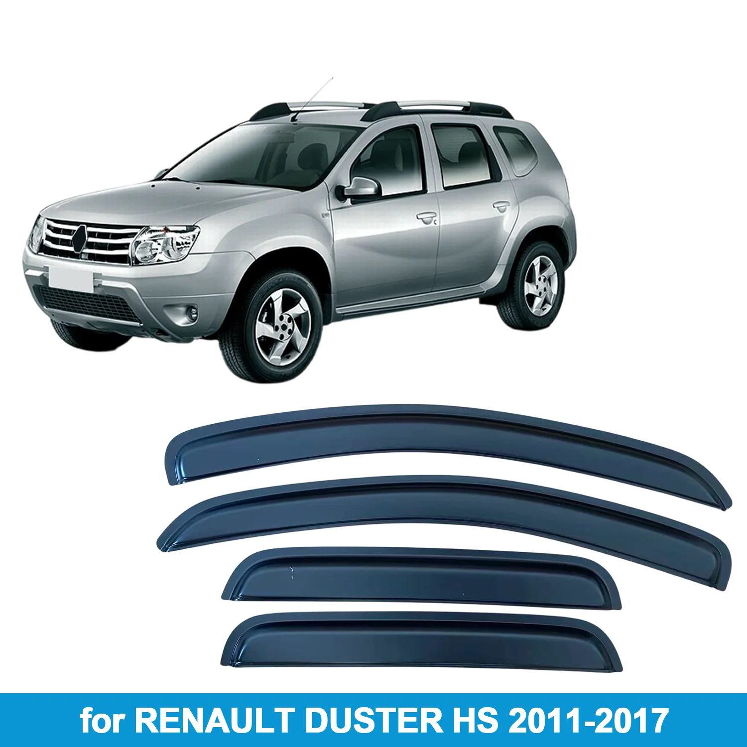 

Window Visor for RENAULT DUSTER DACIA DUSTER HS 2011-2017 Rain Guard Side Vent Deflector Weathershield Outside-Mount Tape On