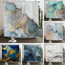 Colourful Gradient Marble Shower Curtain Boho Water-proof Polyester Shower Curtains Bathroom Bath Curtains Room Decor With Hooks