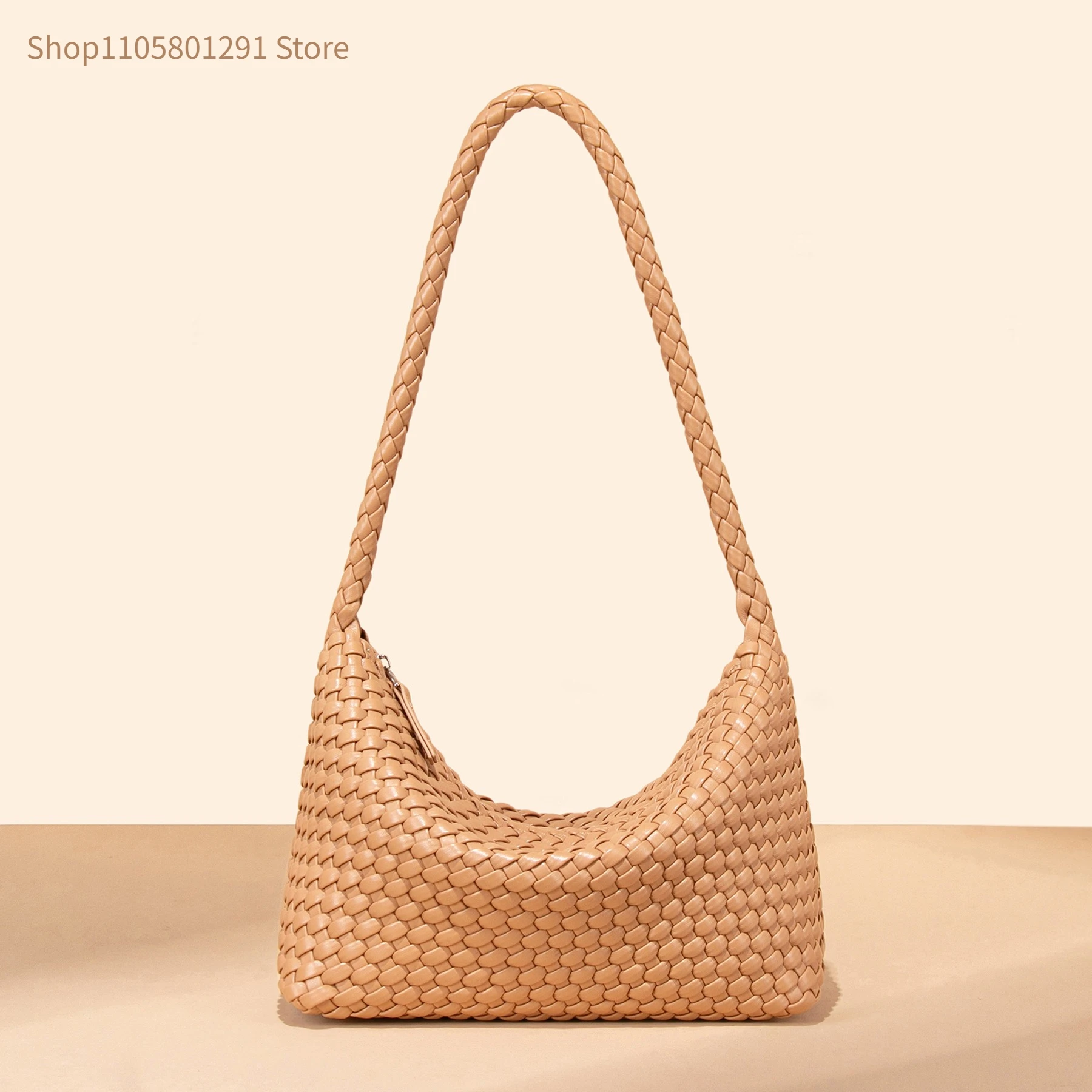 New Shoulder Bag For Women Woven Hobo Purses Cute Handbags Underarm Purse Leather Versatile Crescent Small Clutch Tote Bags