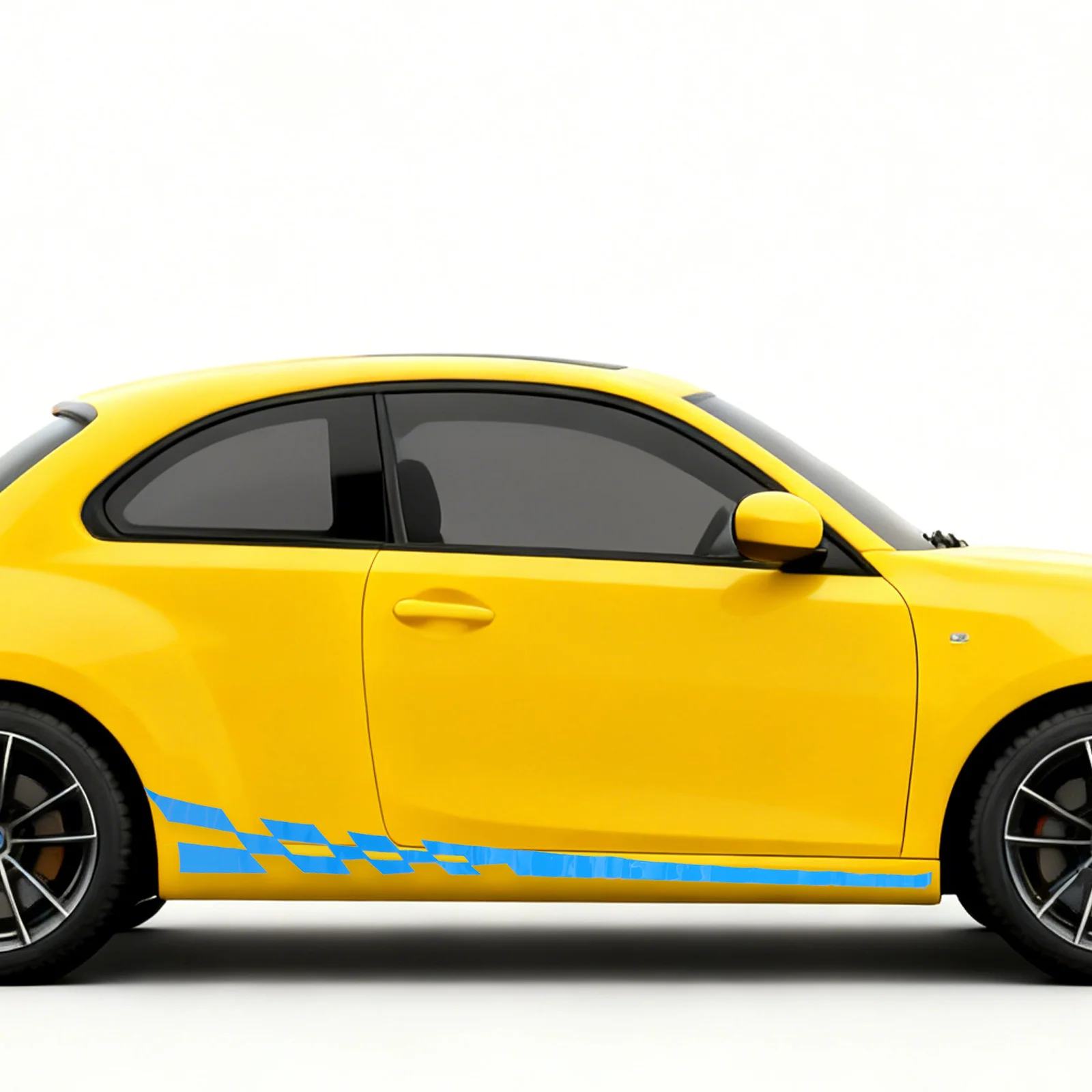 

2Pcs Car Body Decoration Stickers Blue PVC Car Side Skirt Stripe Decals Racing Performance Vehicle Exterior Side Waistline Tape