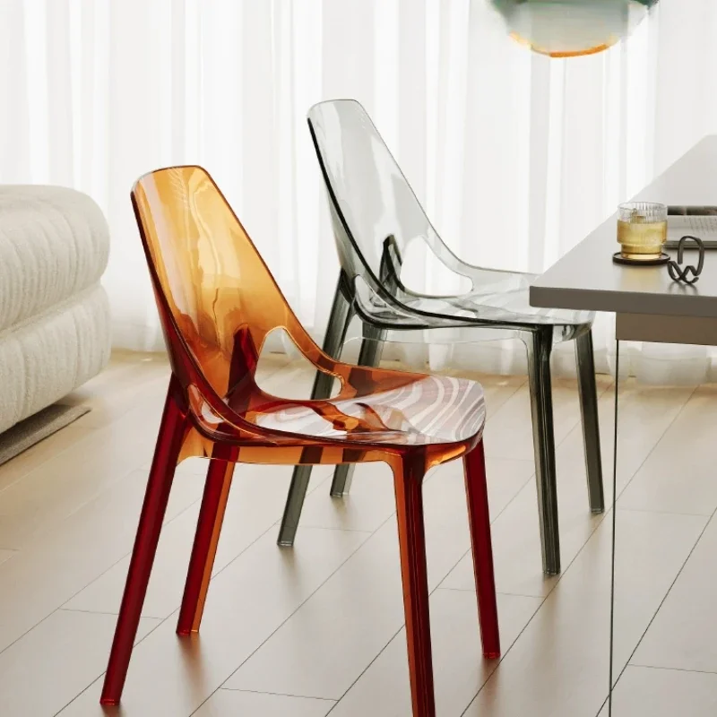 

European style transparent simple plastic backrest, chair crystal ghost chair Internet celebrity negotiation leisure chair