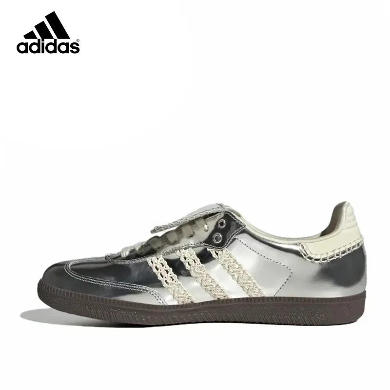 Adidas Samba Wales Bonner Silver Niemieckie buty treningowe Retro Proste sportowe buty na co dzień na deskę Trampki