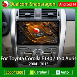Android 14 Car Radio For Toyota Auris E150 2006 2007 2008 2009 2010 2011 2012 Multimedia Stereo Player Wireless Auto Carplay DVD