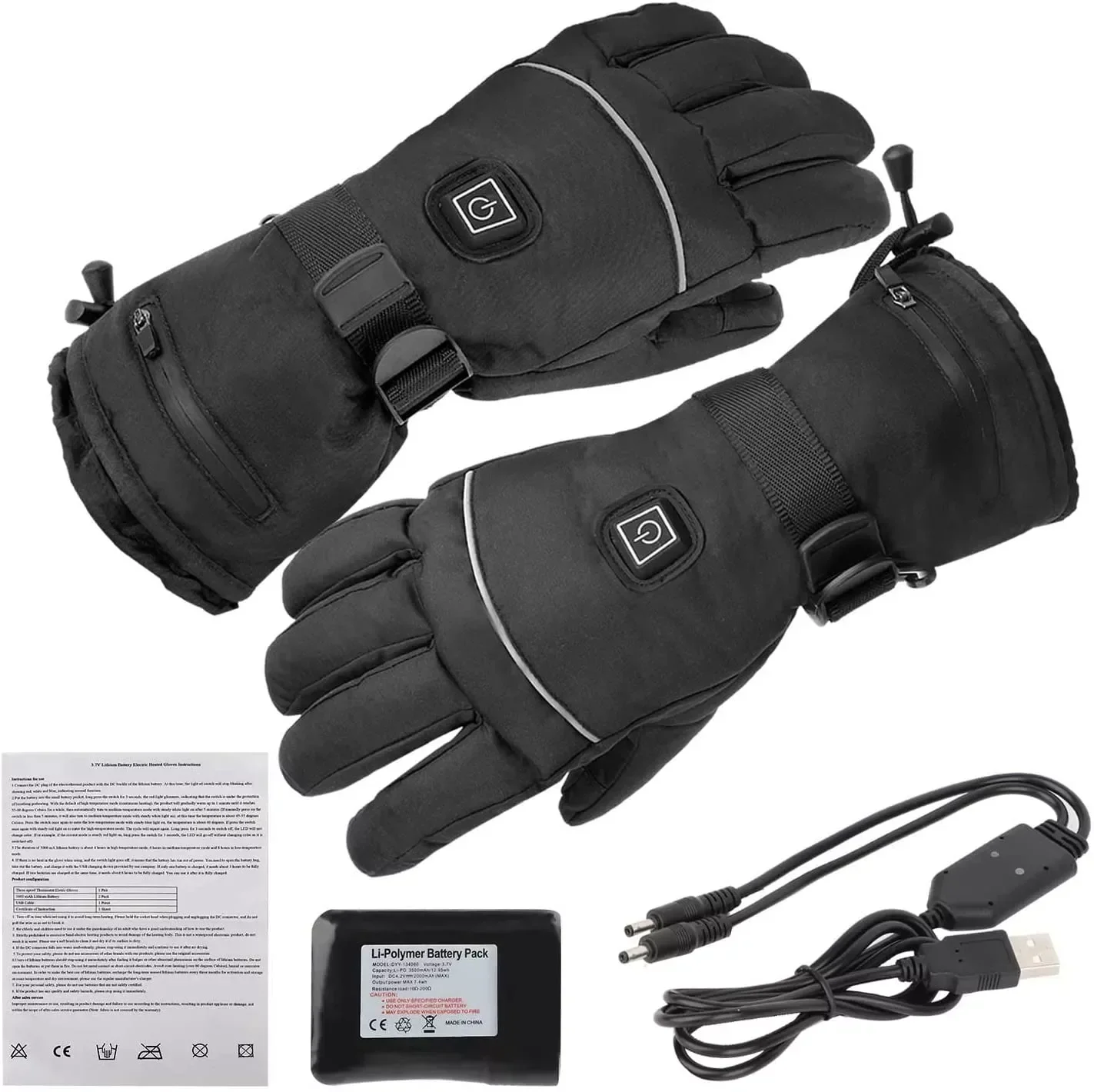 Winter Hot Selling Battery Heat Waterproof Snow-proof Heating Ski Glove Liners Electric Heated Gloves